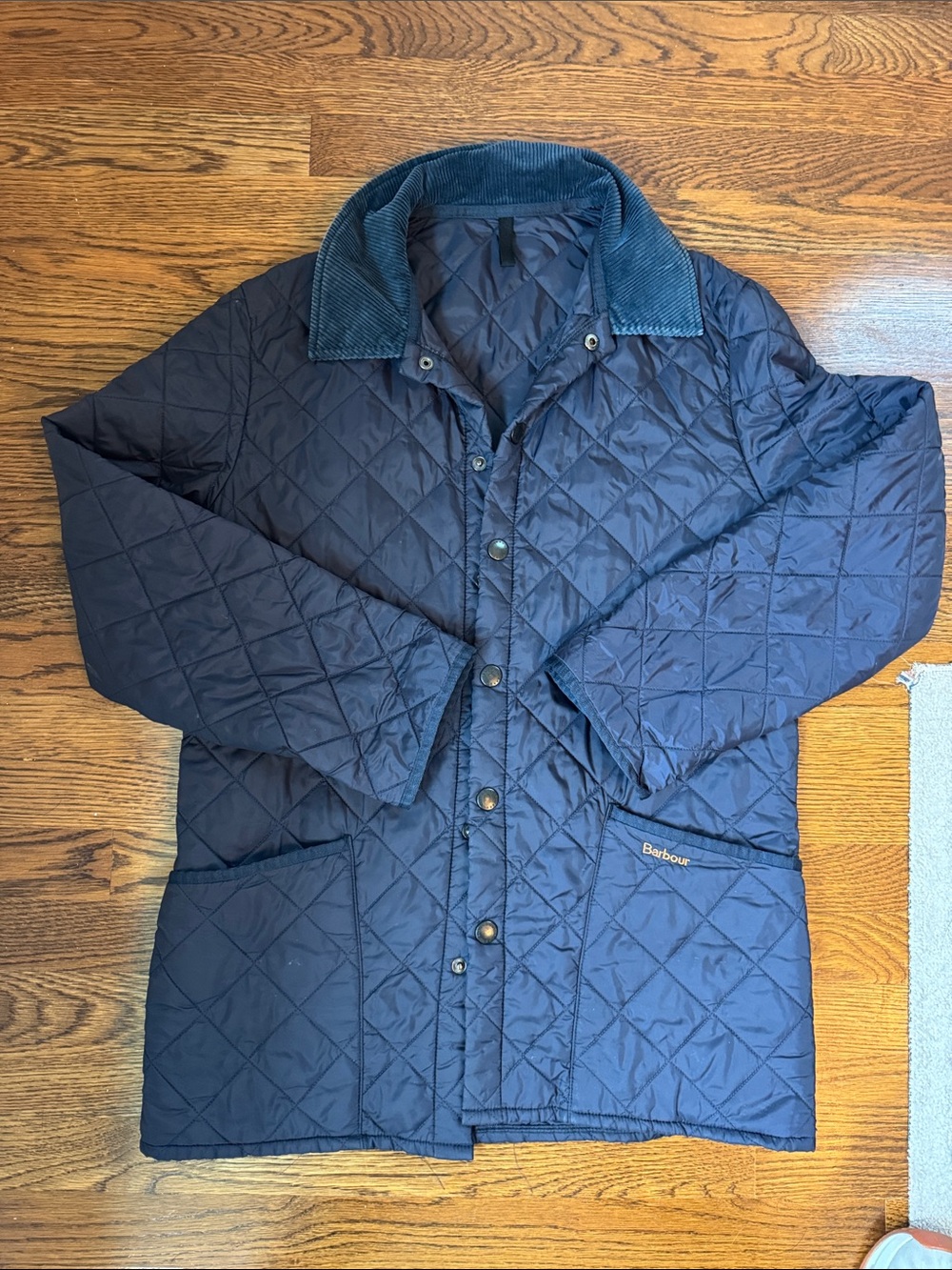 Barbour D359 Navy Classic Liddesdale Quilted Jacket Size XS EUC